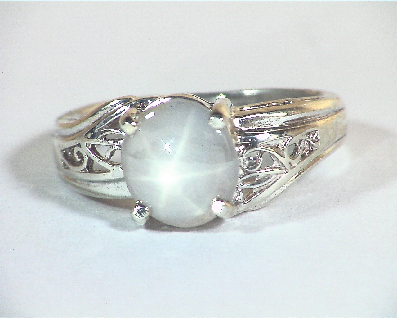 Star Sapphire Natural Genuine Gemstone in Starling Silver Lady's Ring RSS,466 - Image 7