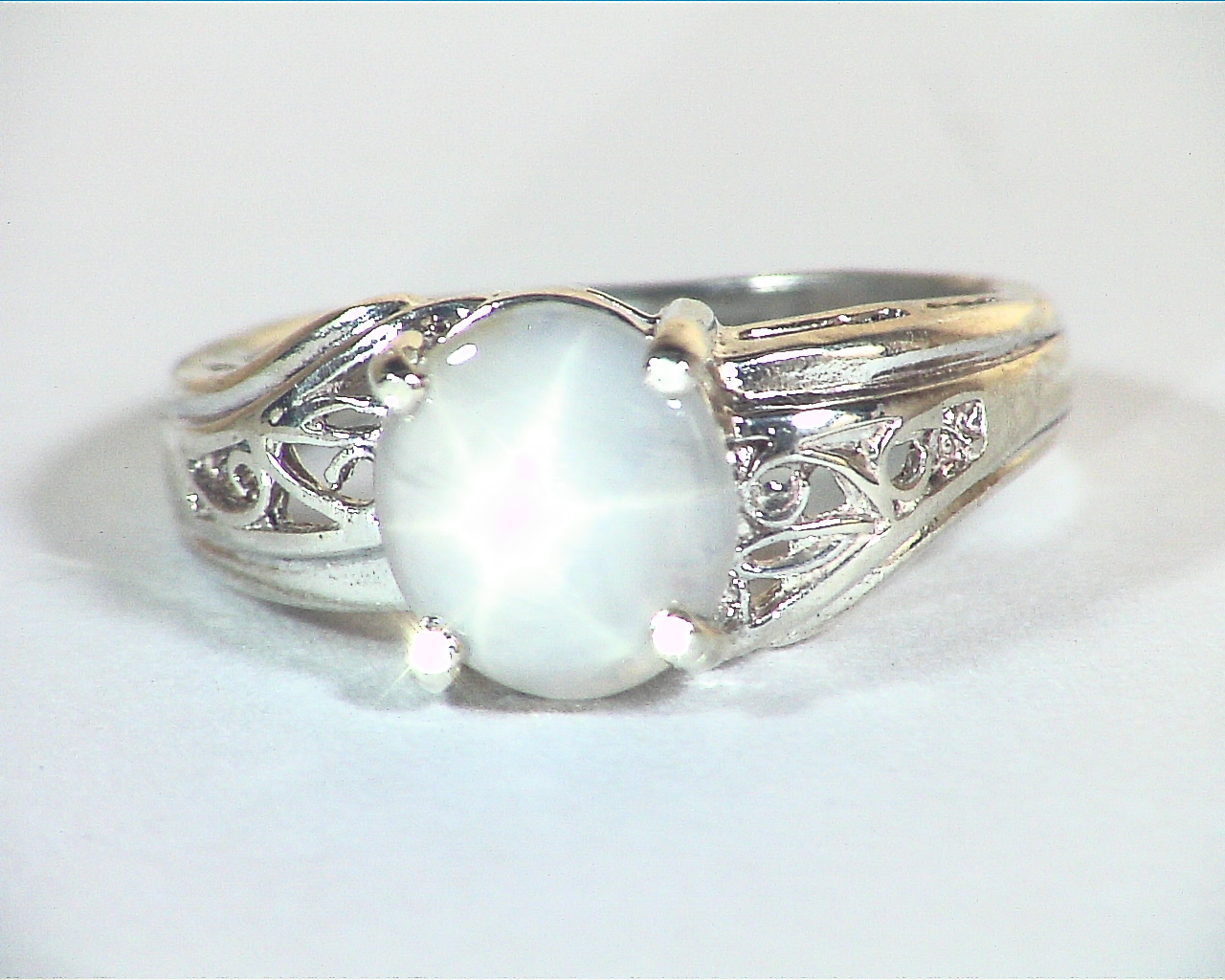 Star Sapphire Natural Genuine Gemstone in Starling Silver Lady's Ring RSS,466 - Image 8