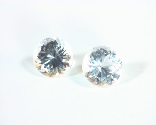 White Topaz Natural Genuine Gemstone Matched Pair 6mm Round GSG,225 - Image 2