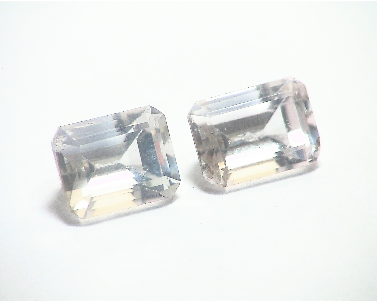Rose Quartz Emerald Cut Natural Faceted Genuine Gemstone Pair 4.12 CT GSG,222