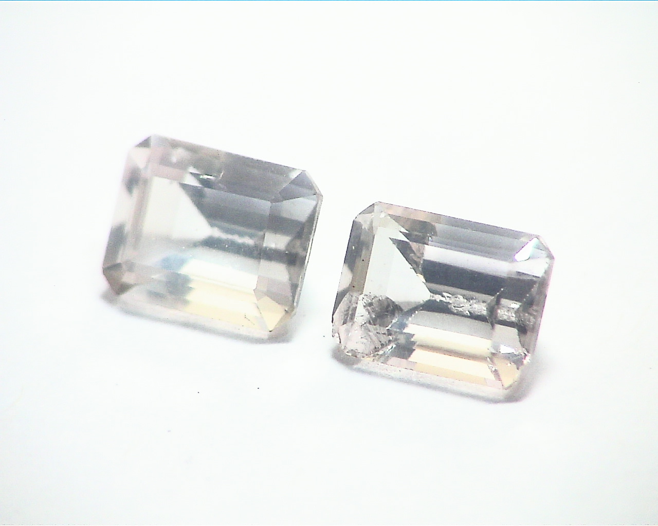 Rose Quartz Emerald Cut Natural Faceted Genuine Gemstone Pair 4.12 CT GSG,222 - Image 2