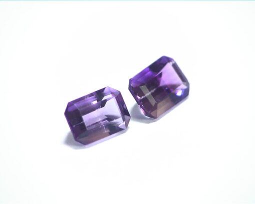 Amethyst Faceted Genuine Gemstone Emerald Cut Matched Pair 1.81 CT GSG,305 - Image 3