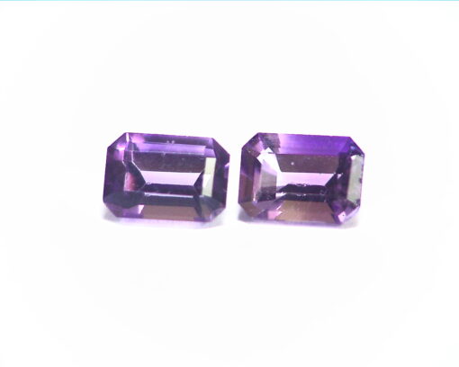Amethyst Faceted Genuine Gemstone Emerald Cut Matched Pair 1.81 CT GSG,305