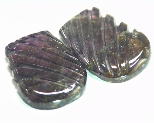 Tourmaline Matched Pair Carved Genuine Gemstone 18.14 CT GSG,448 - Image 5