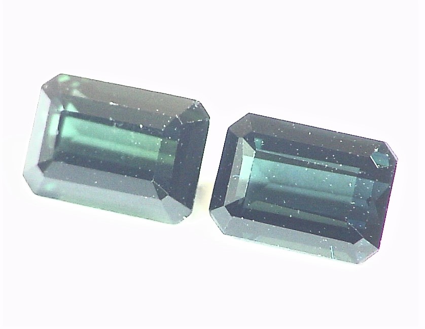 Tourmaline Indicolite Natural Genuine Gemstone Matched Pair Emerald cut,GSG,570 - Image 2