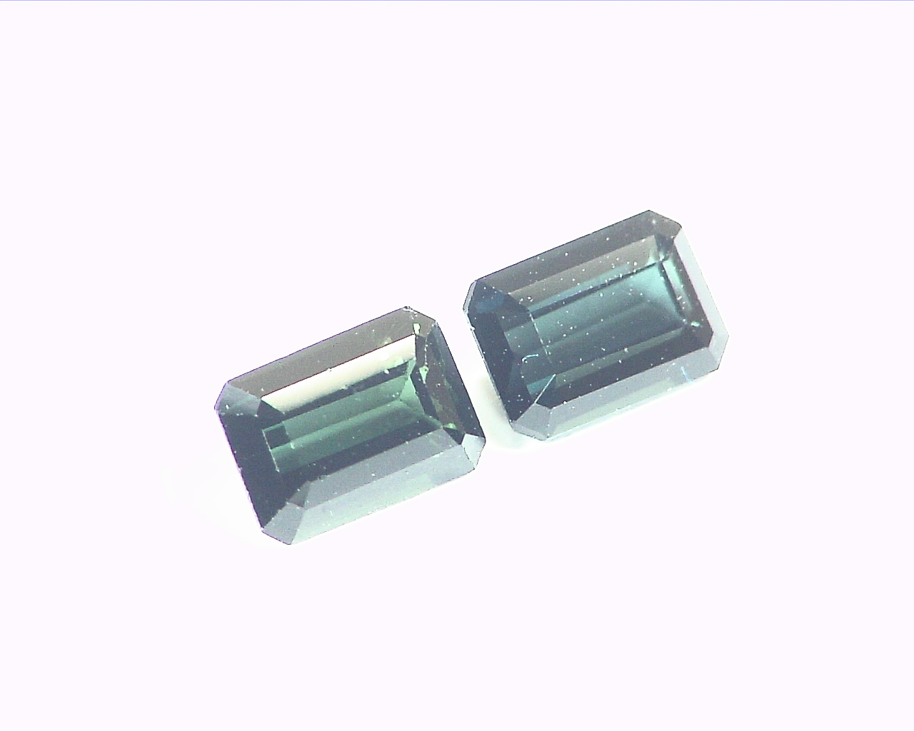 Tourmaline Indicolite Natural Genuine Gemstone Matched Pair Emerald cut,GSG,570