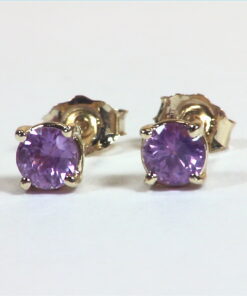 Pink Sapphire Natural 14 KT White Gold Earrings With Faceted Gemstones EFK 840