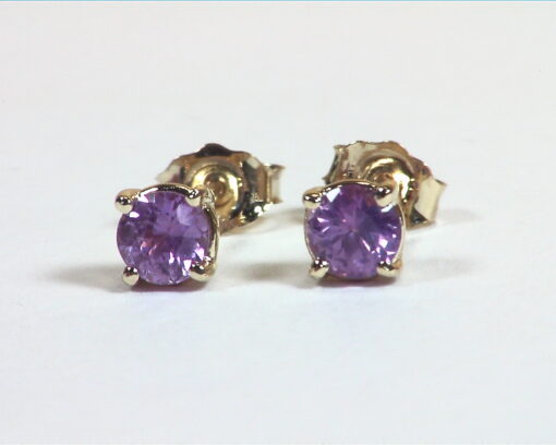 Pink Sapphire Natural 14 KT White Gold Earrings With Faceted Gemstones EFK 840