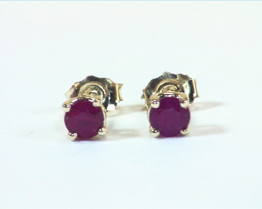 Ruby Natural Round Genuine Gemstone Stud Earrings in 14 KT EFK843