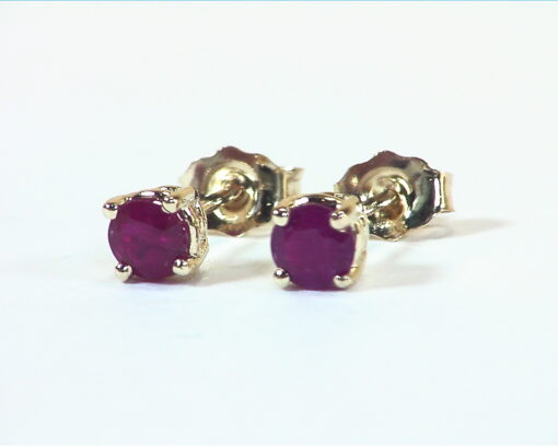 Ruby Natural Round Genuine Gemstone Stud Earrings in 14 KT EFK843 - Image 3