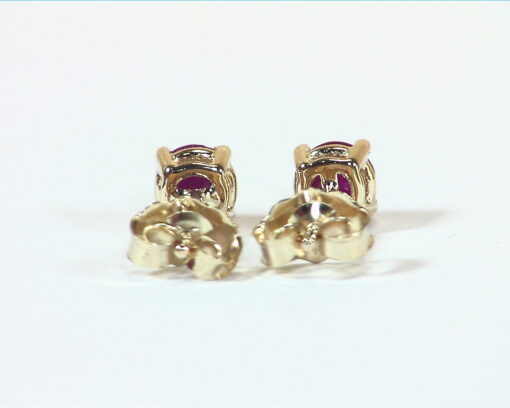 Ruby Natural Round Genuine Gemstone Stud Earrings in 14 KT EFK843 - Image 4