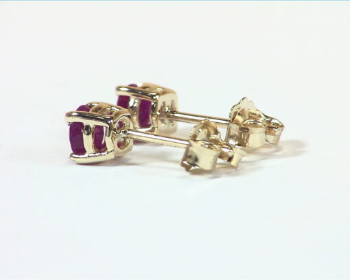 Ruby Natural Round Genuine Gemstone Stud Earrings in 14 KT EFK843 - Image 5
