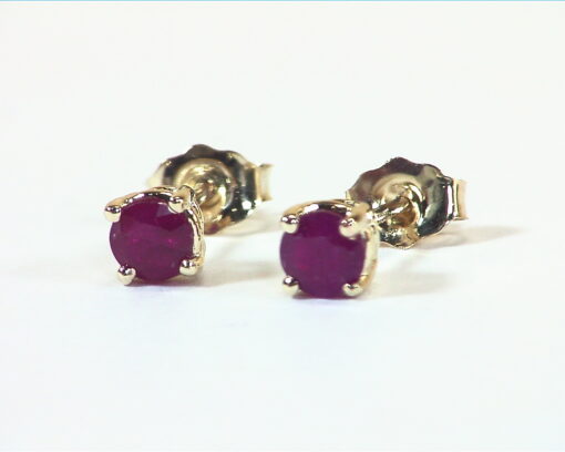Ruby Natural Round Genuine Gemstone Stud Earrings in 14 KT EFK843 - Image 6