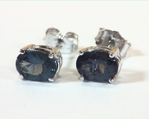 Blue Spinel Natural Genuine Gemstone 14 KT White Gold Earrings(Sri Lanka)EFK846 - Image 3