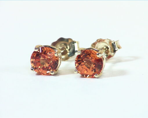 Mandarin Garnet Matched Pair Natural Genuine Gemstone 14KT Gold Earrings EFK849