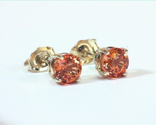 Mandarin Garnet Matched Pair Natural Genuine Gemstone 14KT Gold Earrings EFK849 - Image 2