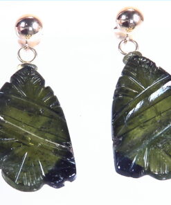 Tourmaline (Green) Genuine Gemstone Carved Earrings 32.78 CT GSG,850