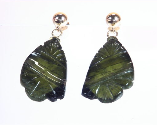 Tourmaline (Green) Genuine Gemstone Carved Earrings 32.78 CT GSG,850 - Image 3