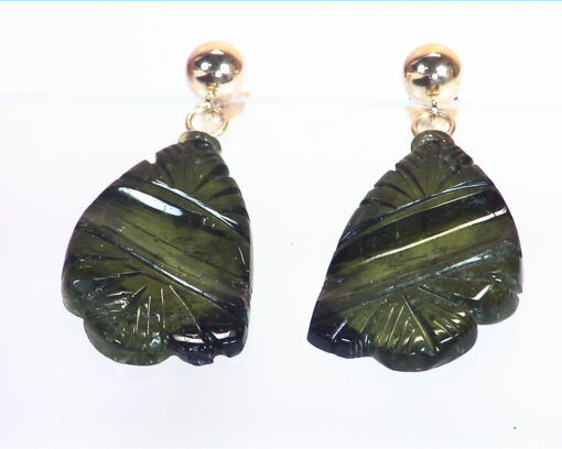 Tourmaline (Green) Genuine Gemstone Carved Earrings 32.78 CT GSG,850 - Image 5