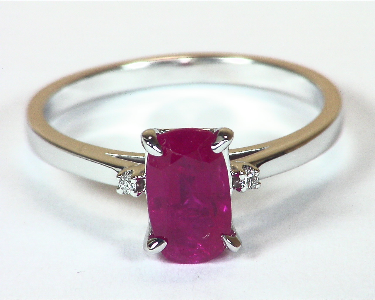 Ruby 14 KT White Gold and Diamond Engagement Ring In Simple Design,RFK,407 - Image 6