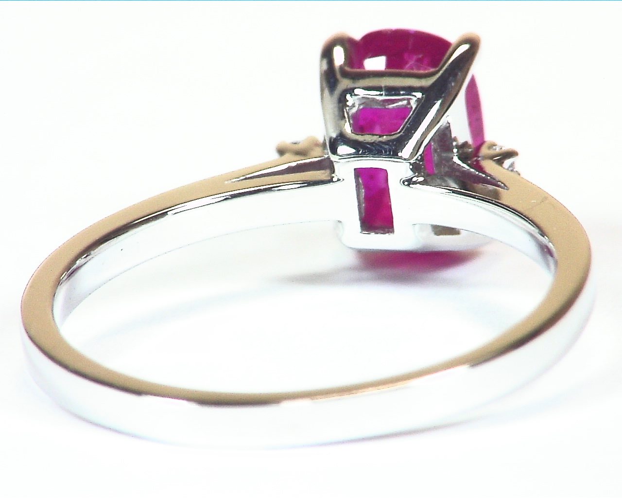 Ruby 14 KT White Gold and Diamond Engagement Ring In Simple Design,RFK,407 - Image 3