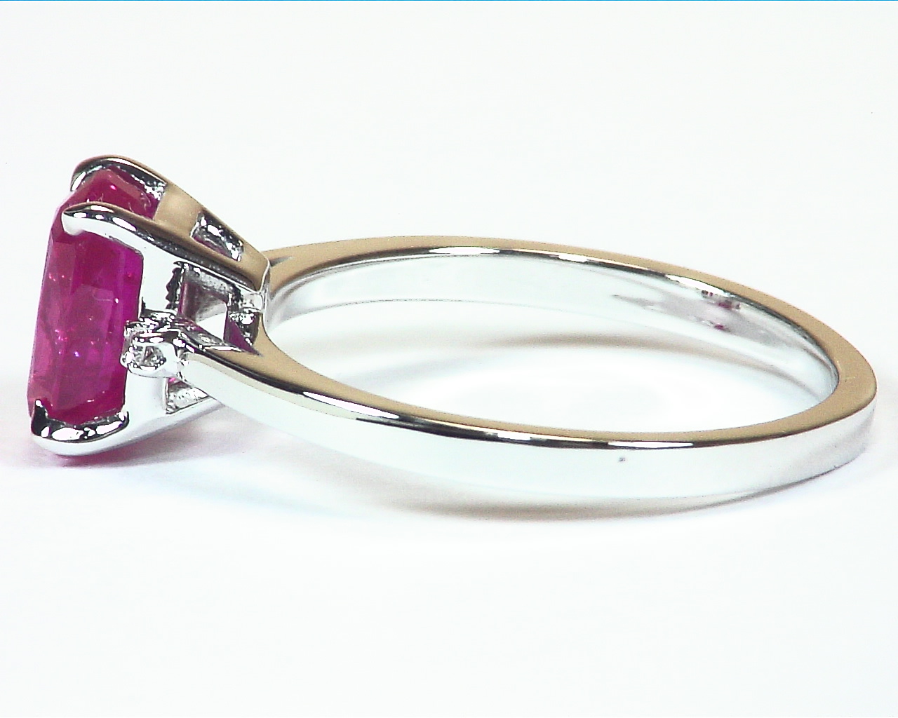 Ruby 14 KT White Gold and Diamond Engagement Ring In Simple Design,RFK,407 - Image 4