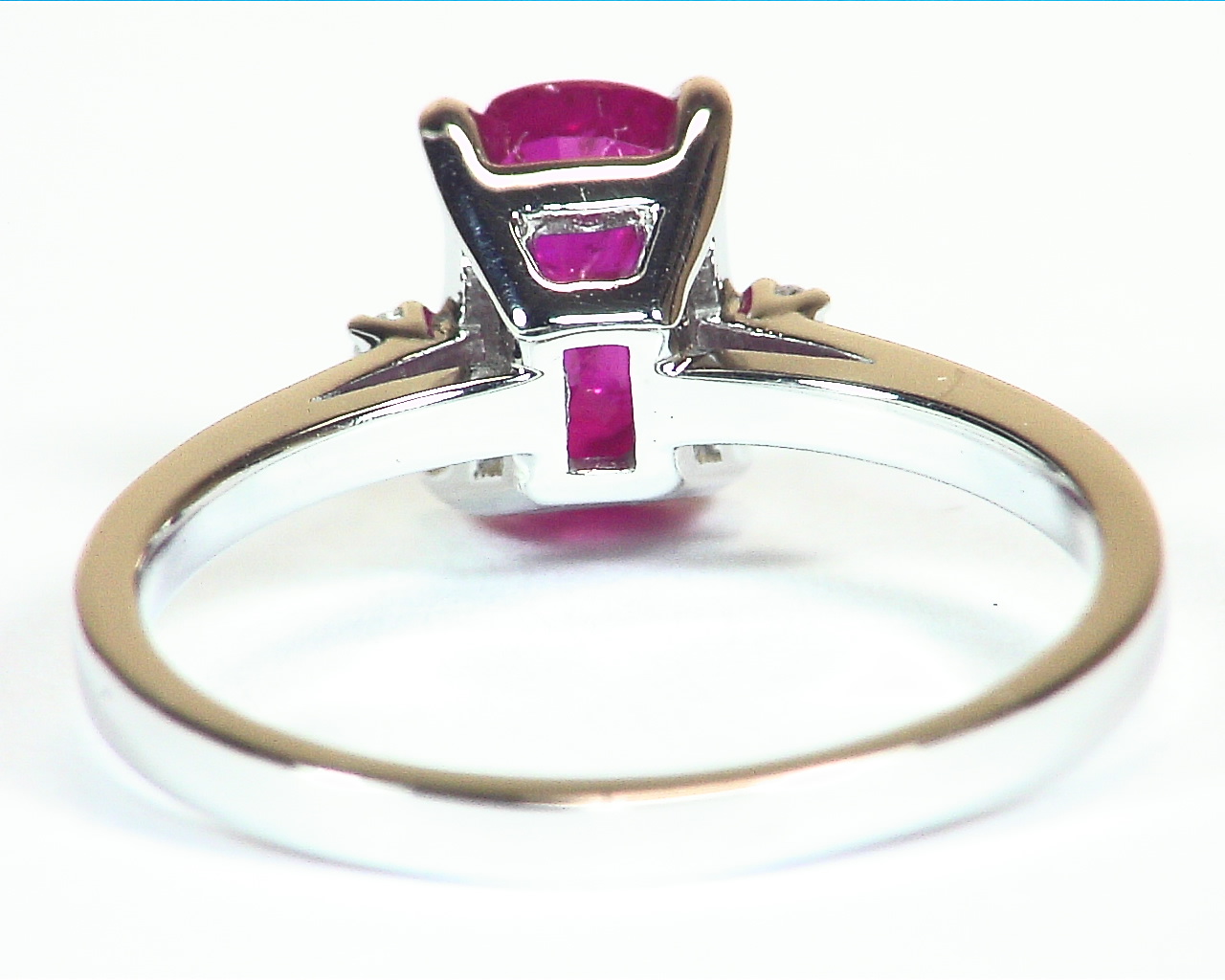 Ruby 14 KT White Gold and Diamond Engagement Ring In Simple Design,RFK,407 - Image 5