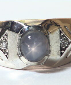 Blue Star Sapphire Diamond Natural Genuine Gemstone Sterling Silver Ring RSS,656