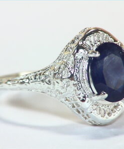 Alternative view of Blue Sapphire Sri Lanka Natural Genuine Gemstone Sterling Silver Ring RSS,1213