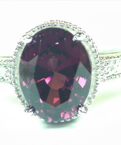 Garnet 6.25 CT DIA Natural Genuine Gemstone 14KT White Gold Diamond Ring RFK442