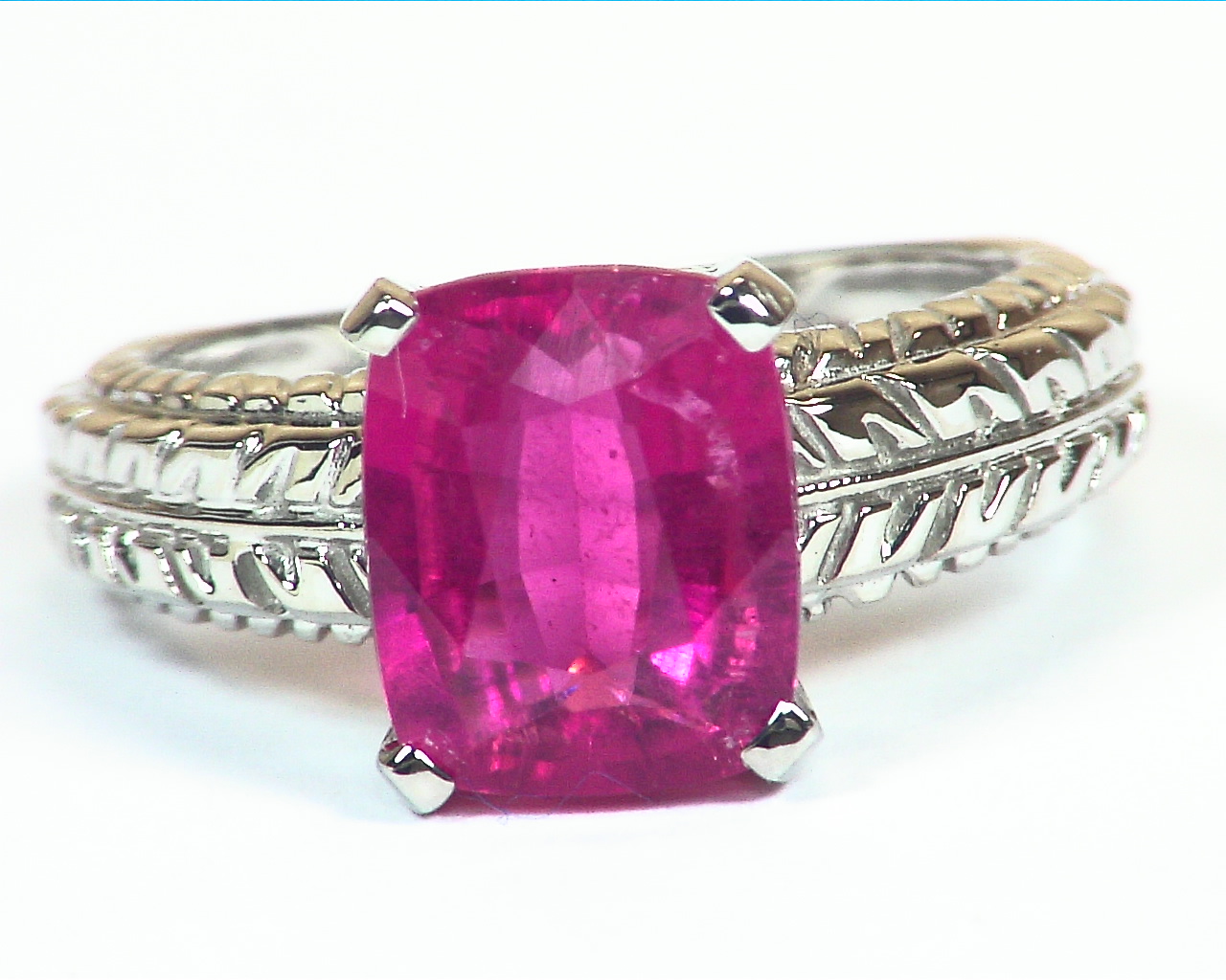Pink Tourmaline Natural Genuine Gemstone Rose Gold Ring RFK,445