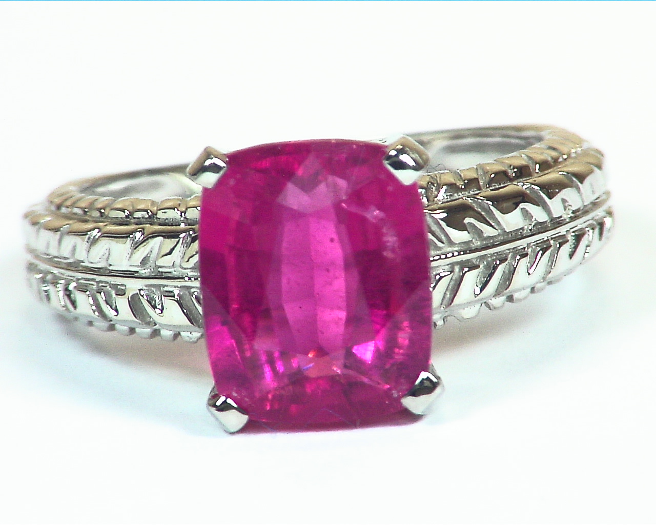 Pink Tourmaline Natural Genuine Gemstone Rose Gold Ring RFK,445 - Image 2