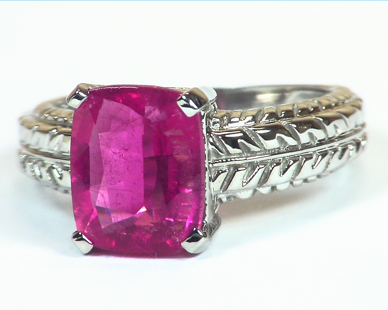Pink Tourmaline Natural Genuine Gemstone Rose Gold Ring RFK,445 - Image 4