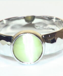 Cats Eye Chrysoberyl Natural Genuine Gemstones White Gold Ring RFK,454