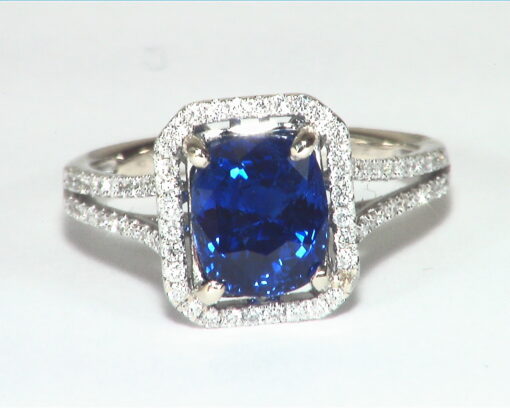 Blue Ceylon Sapphire Diamond Natural Genuine 14 KT, Engagement Lady's Ring, - Image 4