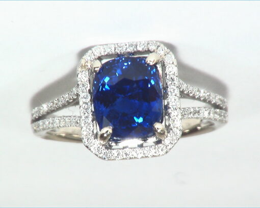 Blue Ceylon Sapphire Diamond Natural Genuine 14 KT, Engagement Lady's Ring, - Image 5