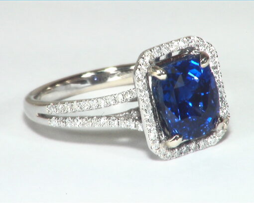 Blue Ceylon Sapphire Diamond Natural Genuine 14 KT, Engagement Lady's Ring, - Image 6
