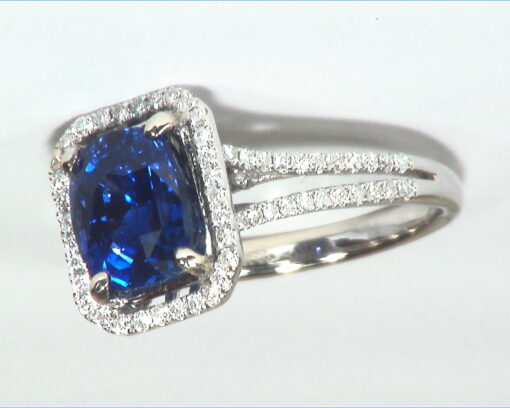 Blue Ceylon Sapphire Diamond Natural Genuine 14 KT, Engagement Lady's Ring, - Image 7