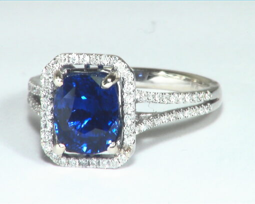Blue Ceylon Sapphire Diamond Natural Genuine 14 KT, Engagement Lady's Ring, - Image 3