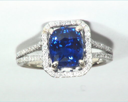 Blue Ceylon Sapphire Diamond Natural Genuine 14 KT, Engagement Lady's Ring, - Image 2