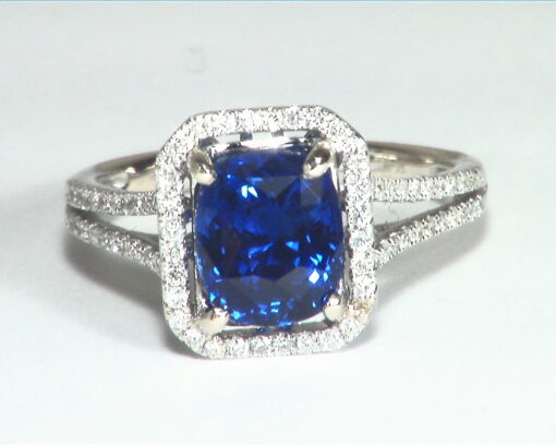 Blue Ceylon Sapphire Diamond Natural Genuine 14 KT, Engagement Lady's Ring,