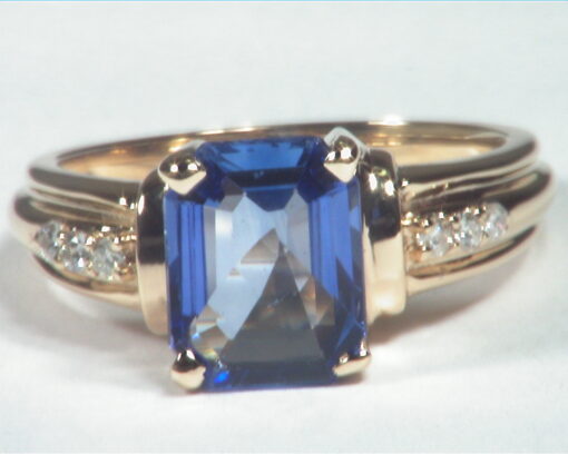 Blue Ceylon Sapphire Diamond Natural Genuine 14 KT, Engagement Lady's Ring,RFK490