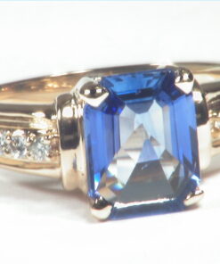 Alternative view of Blue Ceylon Sapphire Diamond Natural Genuine 14 KT, Engagement Lady's Ring,RFK490