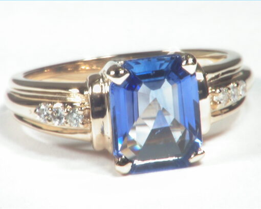 Blue Ceylon Sapphire Diamond Natural Genuine 14 KT, Engagement Lady's Ring,RFK490 - Image 2