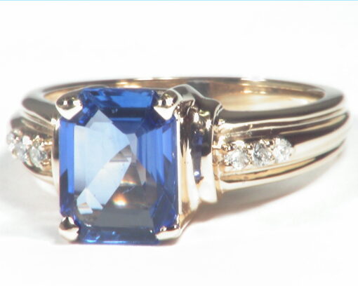 Blue Ceylon Sapphire Diamond Natural Genuine 14 KT, Engagement Lady's Ring,RFK490 - Image 3