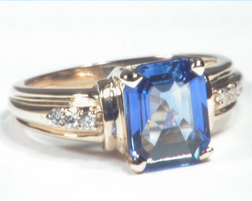 Blue Ceylon Sapphire Diamond Natural Genuine 14 KT, Engagement Lady's Ring,RFK490 - Image 4