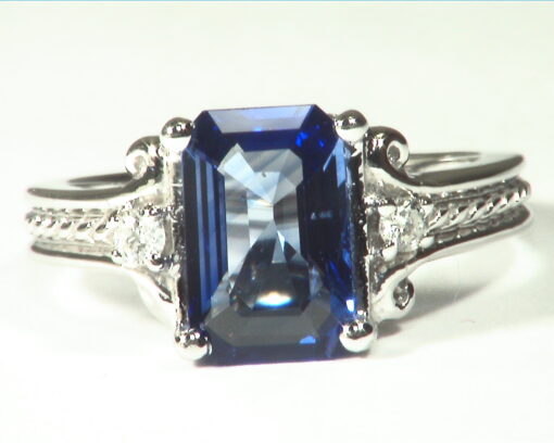 Blue Sapphire Sri Lanka Genuine 14 KT, White Gold Engagement Ring, RFK501