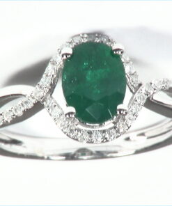 Emerald Natural Genuine Gemstones Diamond Lady's Ring RFK489