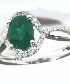Alternative view of Emerald Natural Genuine Gemstones Diamond Lady's Ring RFK489