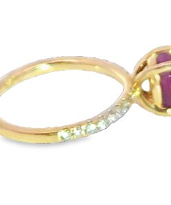 Alternative view of Star Ruby Genuine Gemstone Diamond ,18 kt yellow Gold Engagement Ring RFK,545